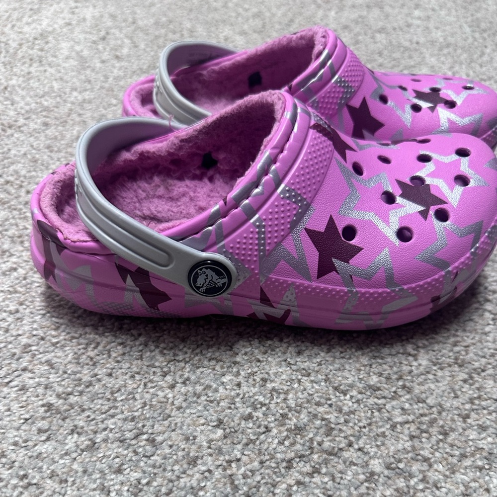 Little Kids Pink Star Pattern Crocs SZ 12